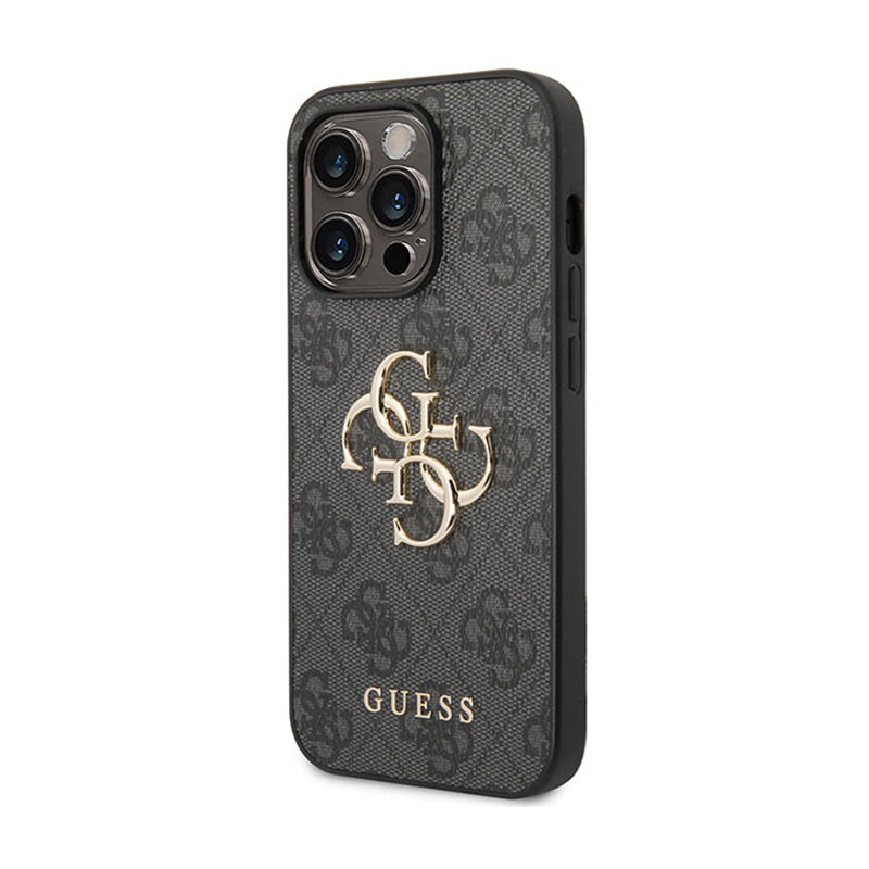 Guess 4G Big Metal Logo dėklas, skirtas iPhone 15 Pro (Pilka)