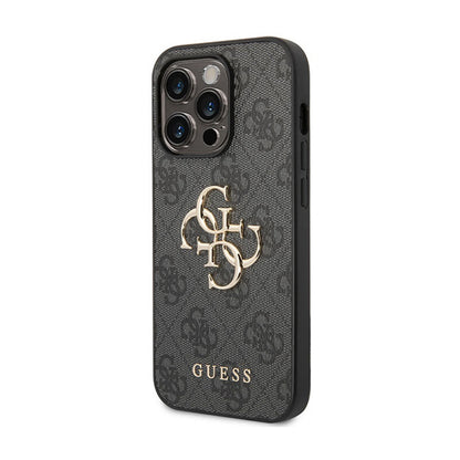 Guess 4G Big Metal Logo dėklas, skirtas iPhone 15 Pro (Pilka)