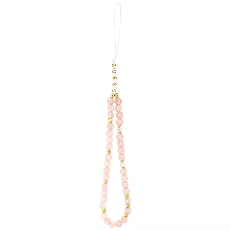 Guess IML Gėlės Elektrinė Perlų Rankenėlė MagSafe dėklas iPhone 17 Pro Max (rožinė)