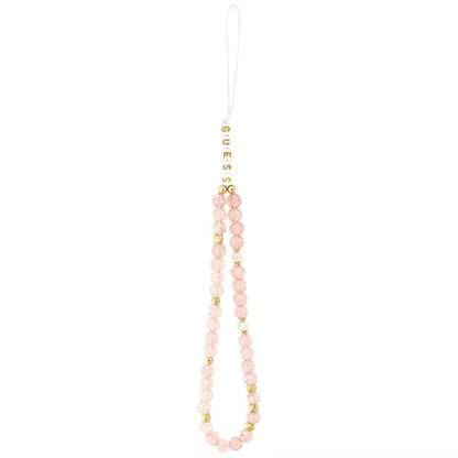 Guess IML Gėlės Elektrinė Perlų Rankenėlė MagSafe dėklas iPhone 17 Pro Max (rožinė)