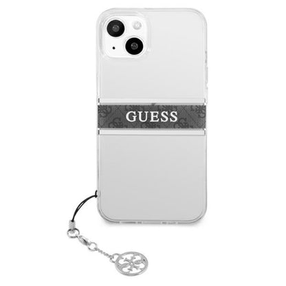 Guess 4G Stripe Grey Charm – dėklas, skirtas „iPhone 13 mini“ (permatomas)
