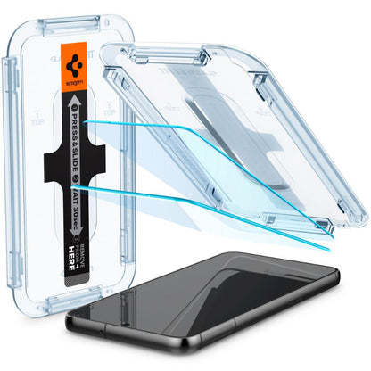 Spigen Glas.TR EZ Fit 2 pakuotės – grūdintas stiklas Samsung Galaxy S23, 2 vnt. (skaidrus)