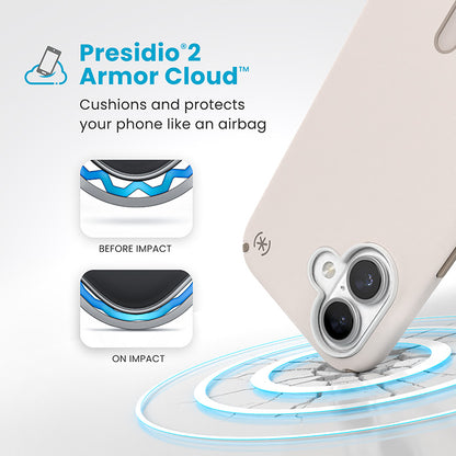 Speck Presidio2 Pro ClickLock ir MagSafe – dėklas, skirtas „iPhone 16“ (balintas kaulas / paveldėtas auksas / lazdyno rudas)