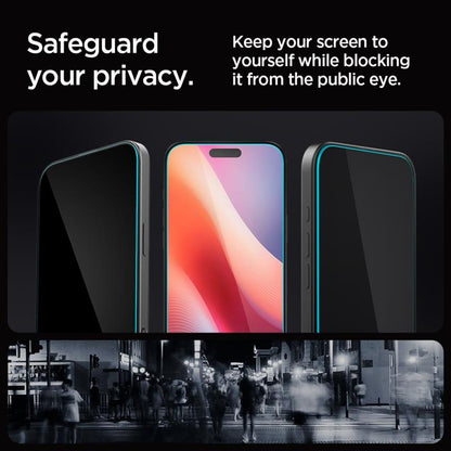 SPIGEN Glas.TR "EZ FIT" privatumo stiklas, 2 vnt., skirtas iPhone 16 Pro / 17 / 17 Pro