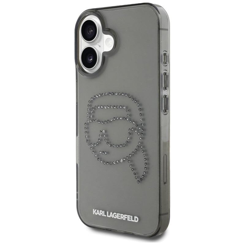 Karl Lagerfeld IML Rhinestones Karl Head – dėklas, skirtas „iPhone 16“ (juodas)