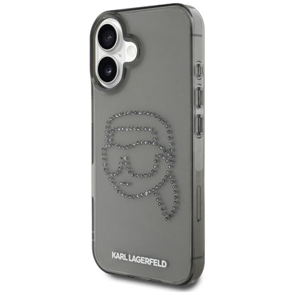 Karl Lagerfeld IML Rhinestones Karl Head – dėklas, skirtas „iPhone 16“ (juodas)