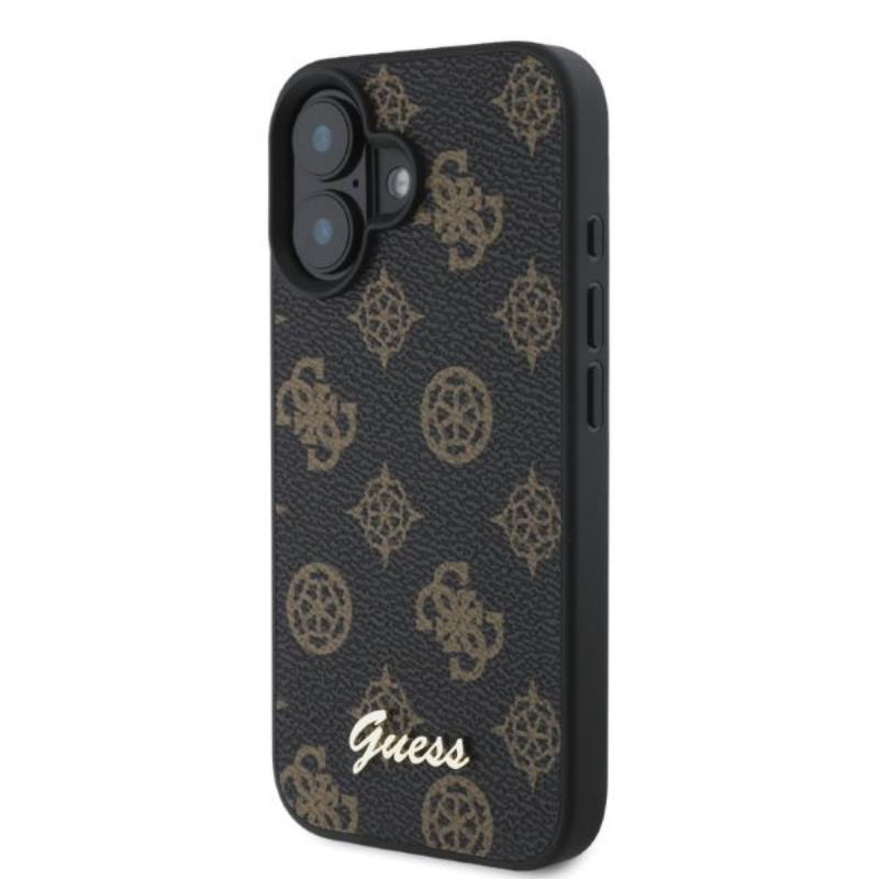 Guess Peony Script MagSafe – dėklas iPhone 16 (juodas)
