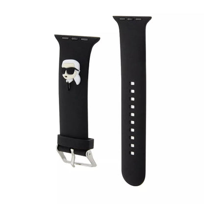 Karl Lagerfeld 3D guminė Karlo galvos NFT – dirželis, skirtas Apple Watch 38/40/41 mm (juodas)