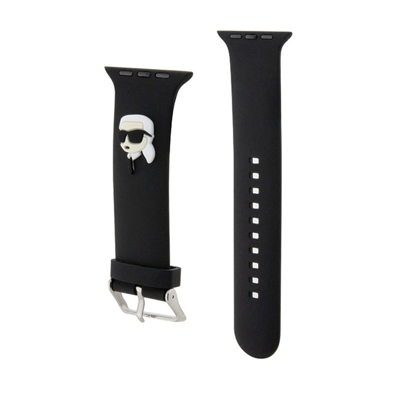 Karl Lagerfeld 3D guminė Karlo galvos NFT – dirželis, skirtas Apple Watch 38/40/41 mm (juodas)