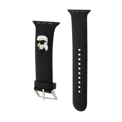 Karl Lagerfeld 3D guminė Karlo galvos NFT – dirželis, skirtas Apple Watch 38/40/41 mm (juodas)