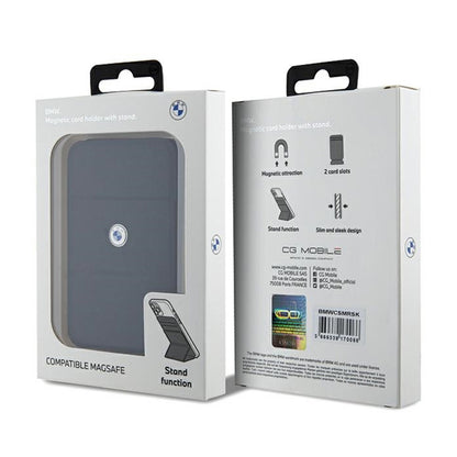 BMW piniginė su kortelių lizdu ir stovu MagSafe Signature Collection - Magnetinė piniginė su stovo funkcija (juoda)