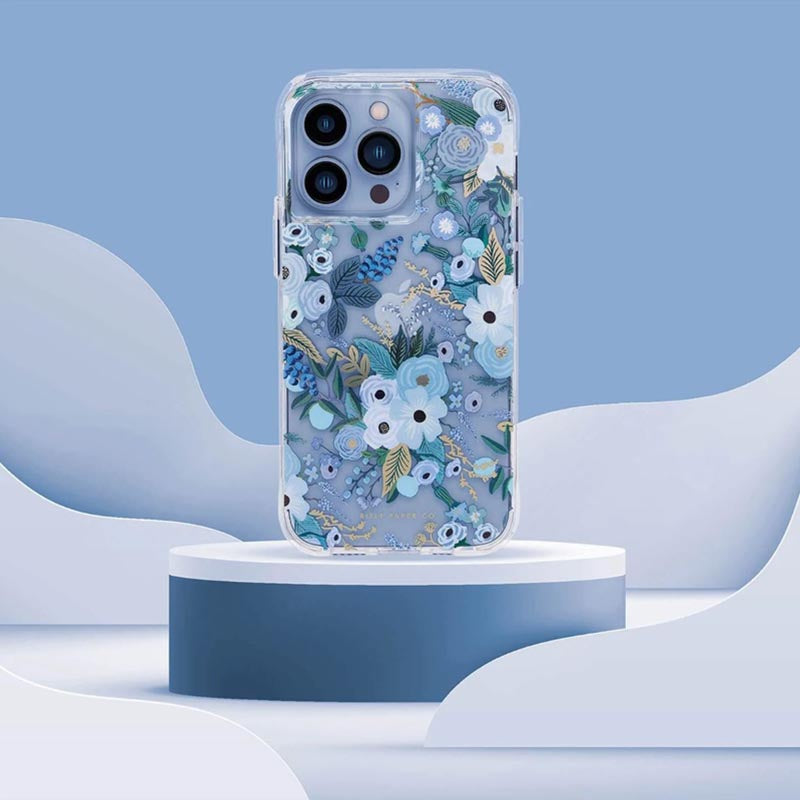 Rifle Paper Clear – „iPhone 14 Pro“ dėklas (Garden Party Blue)