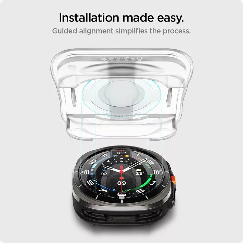 Spigen GLAS.TR EZ FIT 2 vnt. – Grūdintas stiklas, skirtas Samsung Galaxy Watch Ultra 47 mm (2025/2024) (2 vienetai)