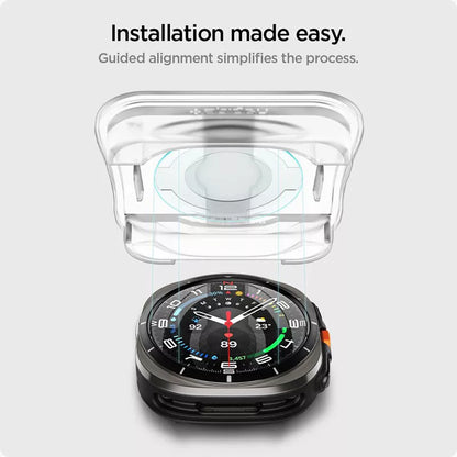 Spigen GLAS.TR EZ FIT 2 vnt. – Grūdintas stiklas, skirtas Samsung Galaxy Watch Ultra 47 mm (2025/2024) (2 vienetai)