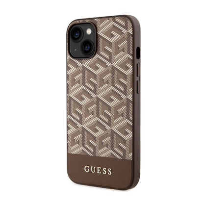 Guess GCube Stripes MagSafe – „iPhone 14 Plus“ dėklas (rudas)