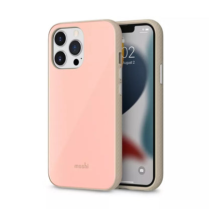 Moshi iGlaze – aukščiausios kokybės hibridinis dėklas „iPhone 13 Pro“ (SnapTo sistema) („Dahlia Pink“)