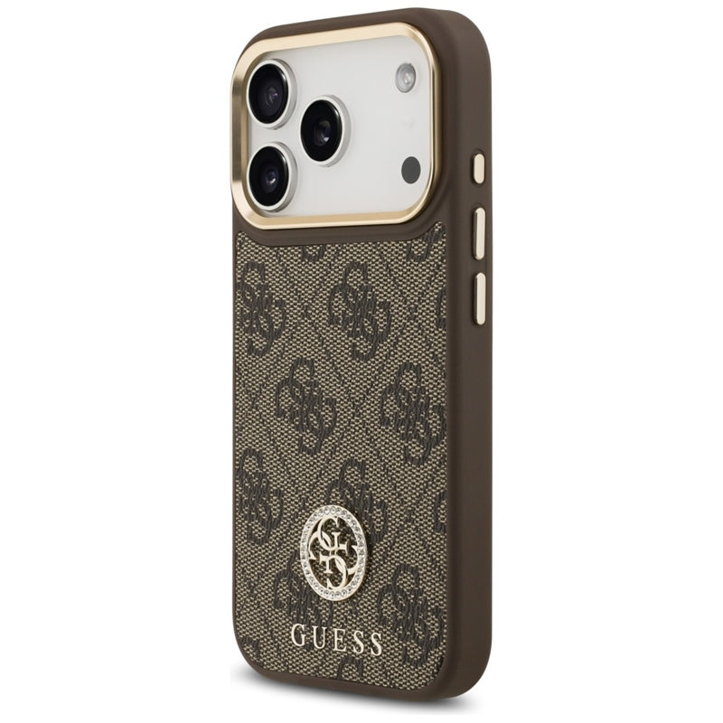 Guess 4G Strass Logotipas MagSafe dėklas iPhone 17 Pro (Rudas)