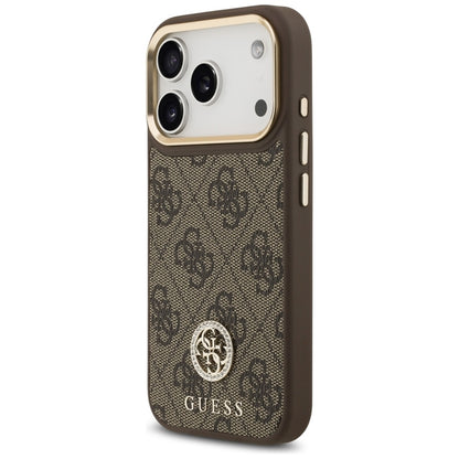 Guess 4G Strass Logotipas MagSafe dėklas iPhone 17 Pro (Rudas)