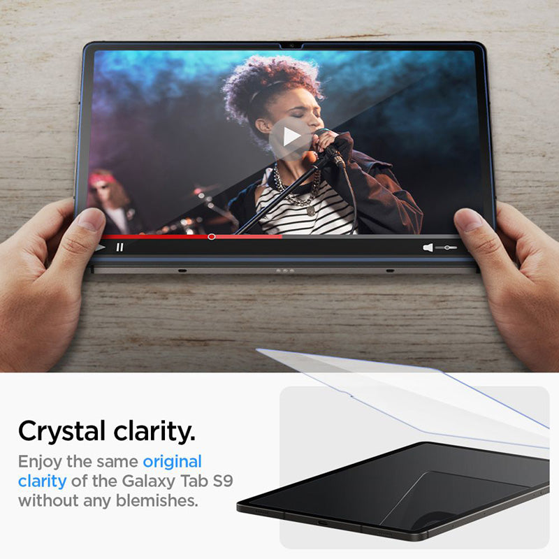 Spigen GLAS.TR EZ FIT - Grūdintas stiklas, skirta Samsung Galaxy Tab S9 11" / S9 FE / S10 FE / S10 Lite 10.9" X710 / X716B / X510 / X516B / X520 / X526 / X400 / X406B