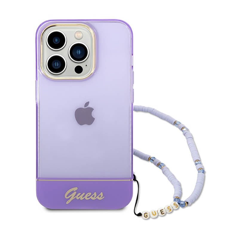 Guess „Translucent Pearl Strap“ – dėklas, skirtas „iPhone 14 Pro“ (violetinė spalva)