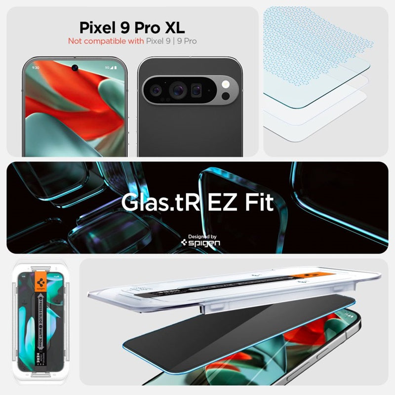 Spigen GLAS.TR EZ FIT Privacy 2 vnt. – Grūdintas stiklas su privatumo filtru, skirtas Google Pixel 9 Pro XL (2 vnt.)