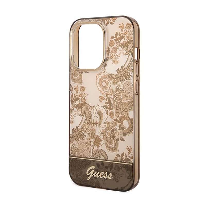 Guess Porcelain Collection – dėklas, skirtas iPhone 14 Pro (ochra)