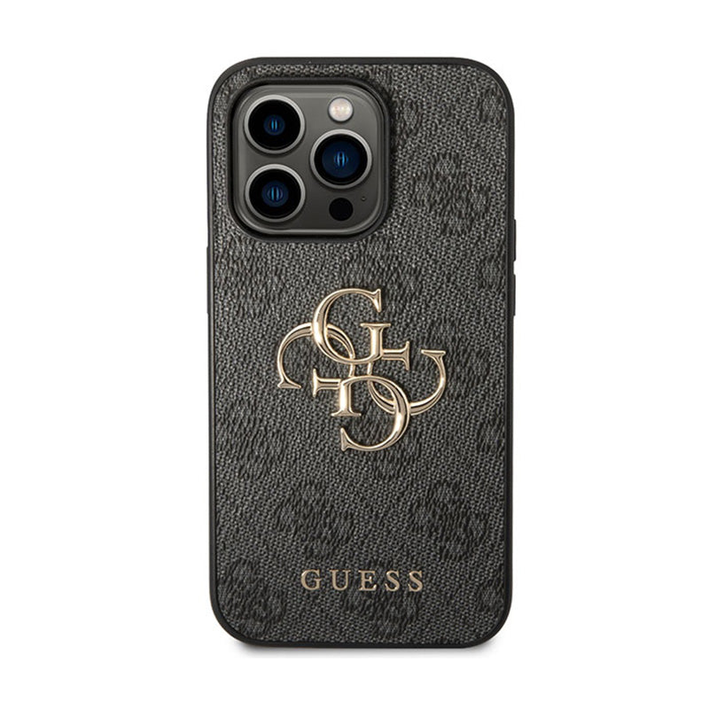 Guess 4G Big Metal Logo dėklas, skirtas iPhone 15 Pro (Pilka)