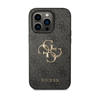 Guess 4G Big Metal Logo dėklas, skirtas iPhone 15 Pro (Pilka)