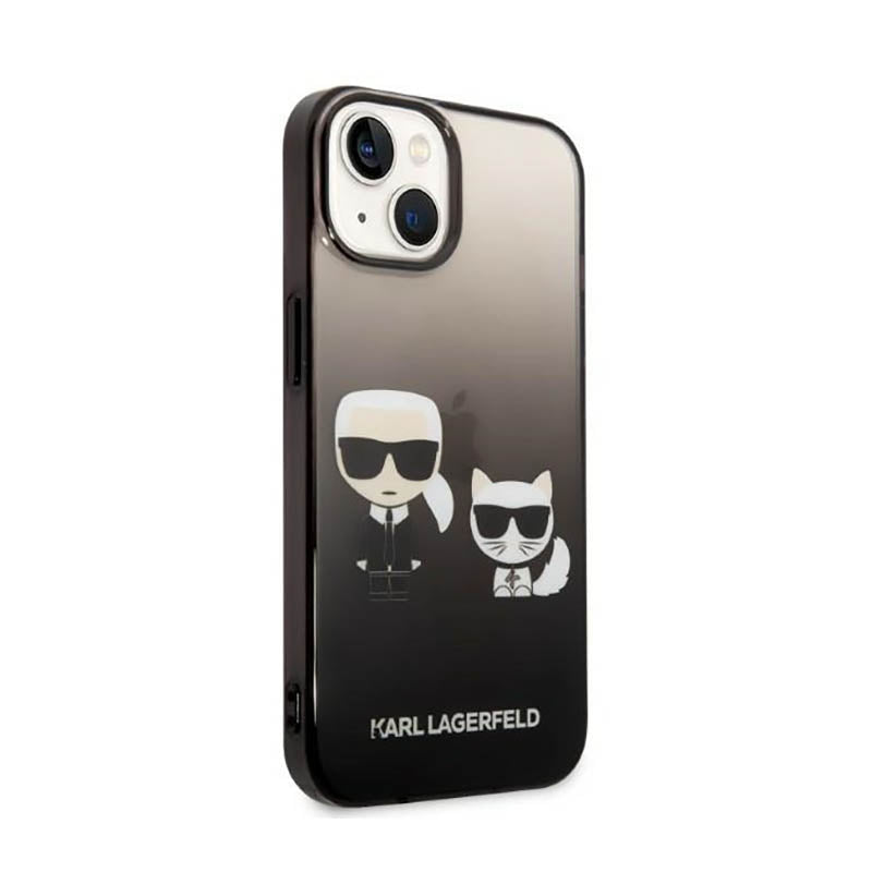 Karl Lagerfeld Gradient Ikonik Karl & Choupette – dėklas skirtas iPhone 14 Plus (juodas)