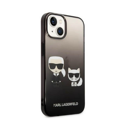 Karl Lagerfeld Gradient Ikonik Karl & Choupette – dėklas skirtas iPhone 14 Plus (juodas)