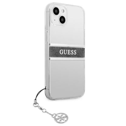 Guess 4G Stripe Grey Charm – dėklas, skirtas „iPhone 13 mini“ (permatomas)