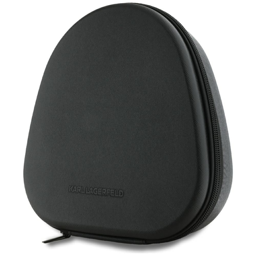 Karl Lagerfeld Saffiano Elongated – Belaidės „Bluetooth“ ANC + ENC viršgalvio ausinės (juodos)