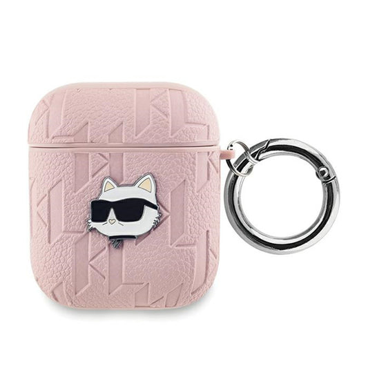Karl Lagerfeld Monogram Choupette Head - AirPods 1/2 kart. dėklas (rožinis)