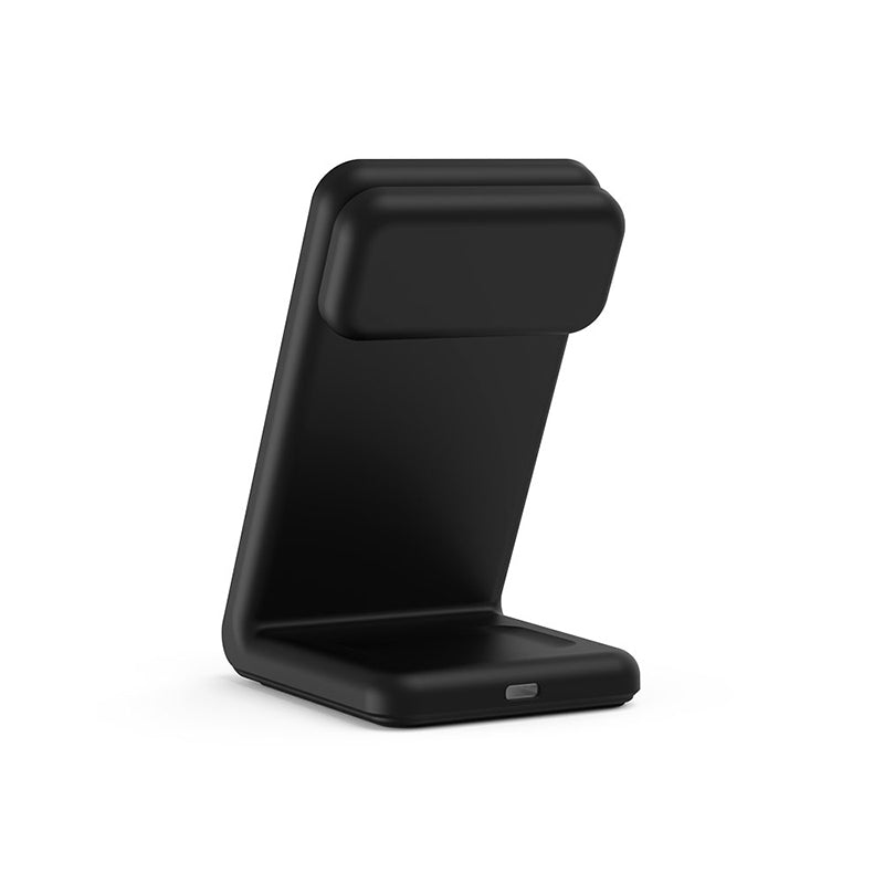 Crong MagSpot Pivot Stand - 3-in-1 belaidis įkroviklis su MagSafe, skirtas iPhone, Apple Watch ir AirPods (juodas)