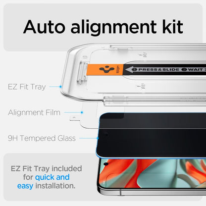Spigen GLAS.TR EZ FIT Privacy 2 vnt. – Grūdintas stiklas su privatumo filtru, skirtas Google Pixel 9 Pro XL (2 vnt.)