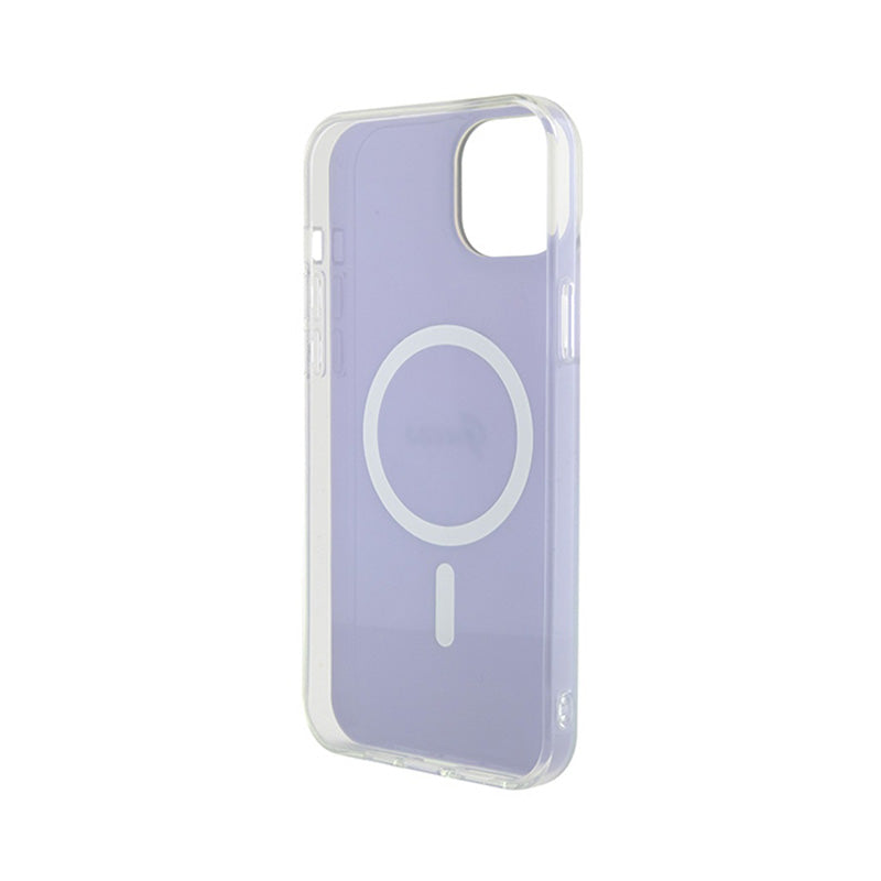 Guess IML Iridescent MagSafe – iPhone 15 Plus dėklas (violetinis)