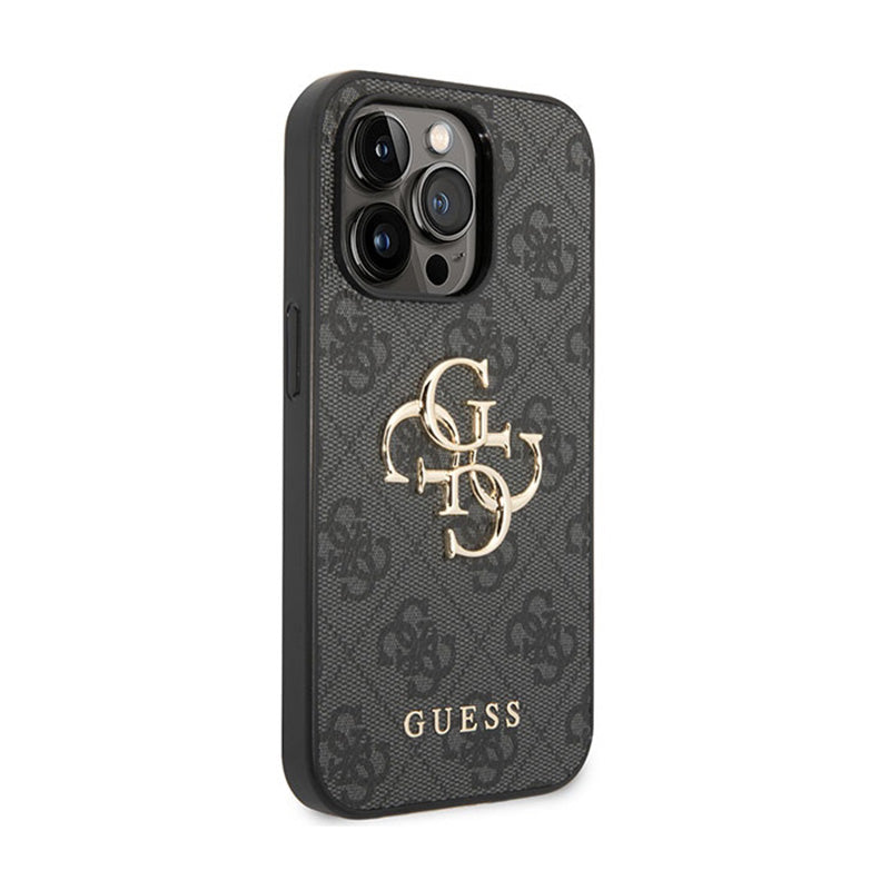 Guess 4G Big Metal Logo dėklas, skirtas iPhone 15 Pro (Pilka)