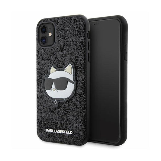 Karl Lagerfeld NFT Glitter Choupette Patch – dėklas iPhone 11 (juoda)