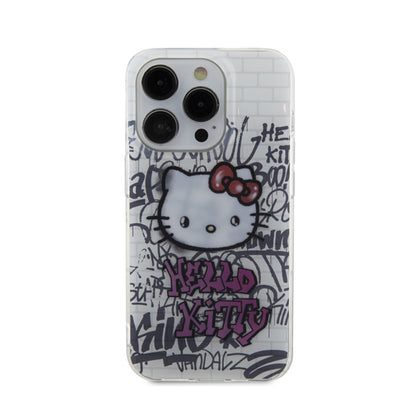 Hello Kitty IML Kitty ant plytų grafiti – iPhone 14 Pro dėklas (baltas)