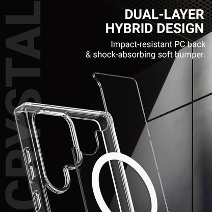 Crong Crystal Shield Magnetic – dėklas, skirtas Samsung Galaxy S25+ su MagSafe (permatomas)