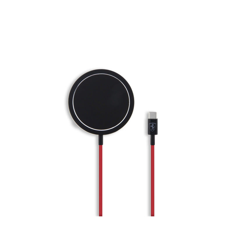 Ferrari MagSafe Shield Logo – 15W MagSafe indukcinis įkroviklis (juodas)