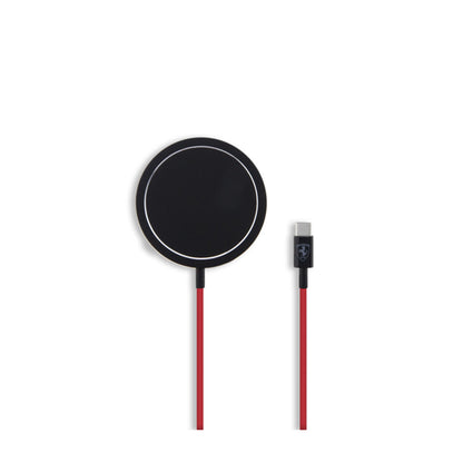 Ferrari MagSafe Shield Logo – 15W MagSafe indukcinis įkroviklis (juodas)