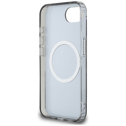 Guess IML Metal Glitter Flowers Triangle MagSafe – Dėklas, skirtas iPhone 16e (juoda)