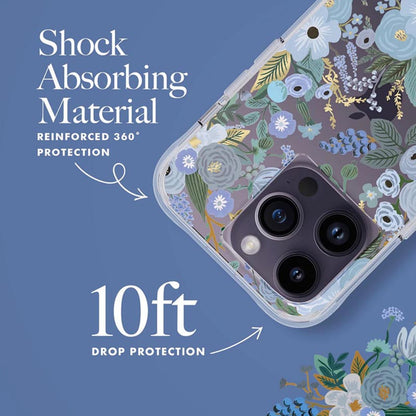 Rifle Paper Clear – „iPhone 14 Pro“ dėklas (Garden Party Blue)