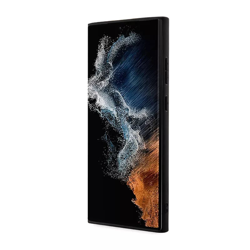 AMG Carbon Stripe & Embossed – Dėklas, skirtas „Samsung Galaxy S23 Ultra“ (juodas)