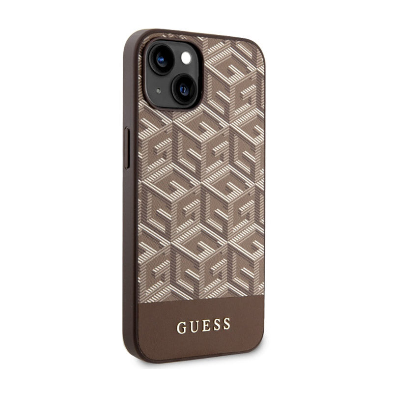 Guess GCube Stripes MagSafe – „iPhone 14 Plus“ dėklas (rudas)