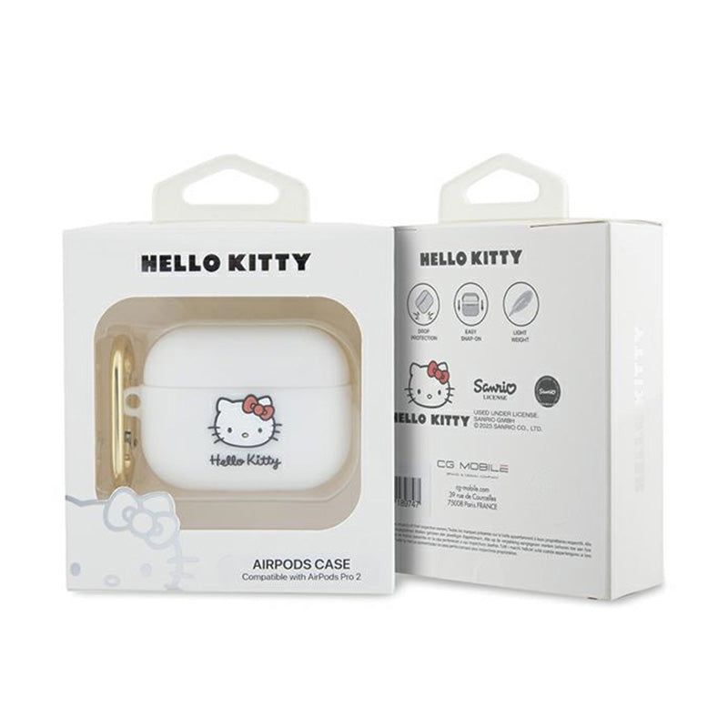 Hello Kitty Silikoninis 3D „Kitty“ galvos dėklas – „AirPods Pro 2“ (baltas)