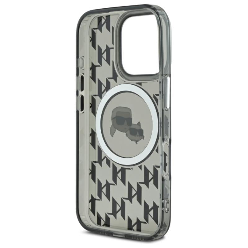 Karl Lagerfeld IML Monograma Karl & Choupette galva MagSafe – Dėklas skirtas iPhone 16 Pro (juoda)