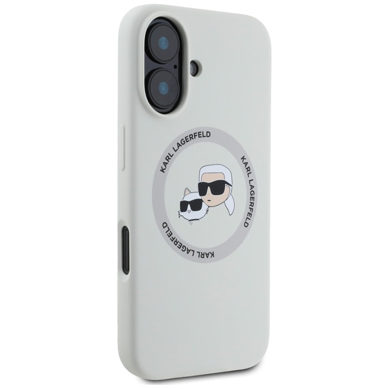 Karl Lagerfeld Silicone Double Heads And Circle MagSafe – dėklas skirtas iPhone 16 (smėlio spalvos)
