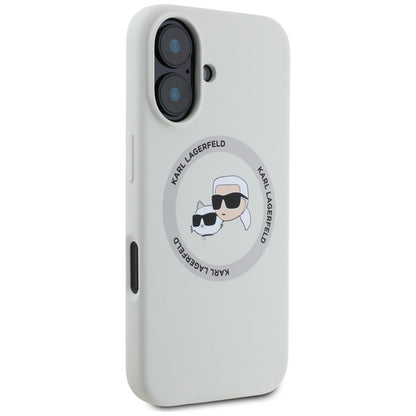 Karl Lagerfeld Silicone Double Heads And Circle MagSafe – dėklas skirtas iPhone 16 (smėlio spalvos)